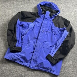 Marmot Ski Jacket Mens XL Blue Black Hooded Full Zip Colorblock Snow Winter